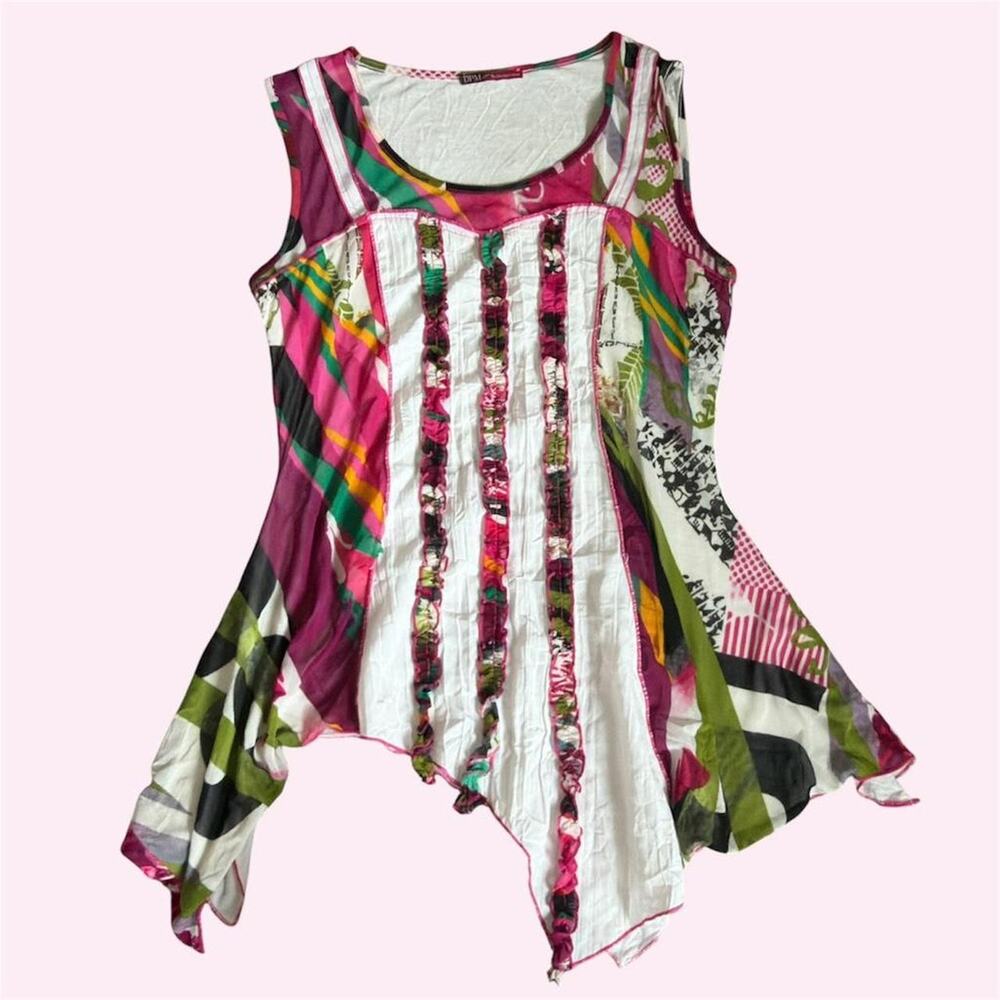 Dpm by depech mod euro Multicoloured floral print asymmetrical sleeveless top